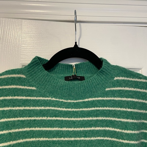 NWT Tilly’s Love Tree Size L Oversized Cropped Green Striped Pullover Sweater - Picture 2 of 12